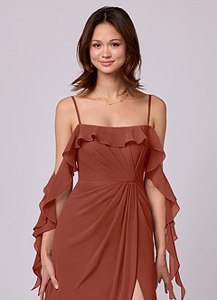 Barbie ♥ Azazie Bridesmaid Dresses Auburn A-Line Off the Shoulder Chiffon Convertible Dress image2