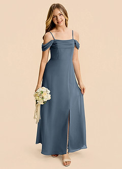 Azazie Lilly Junior Neptune A-Line Pleated Chiffon Dress image7