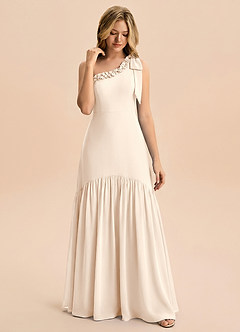 Azazie Yana Junior Robe Fourreau en Mousseline de soie Nœud Albâtre Blanc image4