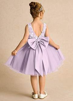 Azazie Butterfly Flower Girl Dresses Frosted Lilac A-Line Lace Dress image1
