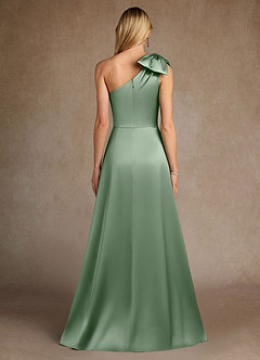Azazie Easton Mother of the Bride Dresses Matcha A-Line One Shoulder Stretch Satin Dress image3
