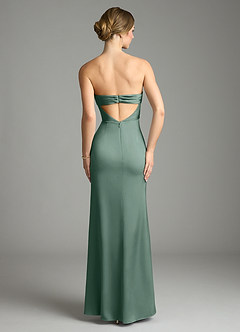 Azazie Leonis Bridesmaid Dresses Eucalyptus Mermaid Pleated Stretch Satin Convertible Dress image2