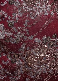 Azazie Maricela Mère de la mariée Robes Robe Trapèze en Jacquard Épaule décolletée Merlot Floral image7