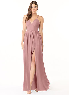 Azazie Aaida Bridesmaid Dresses Dusty Rose A-Line Corset Chiffon Dress image1