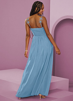 Barbie ♥ Azazie Bridesmaid Dresses Steel Blue A-Line Pleated Chiffon Dress image2