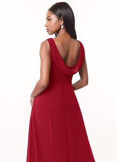 Azazie Karina Bridesmaid Dresses Scarlet A-Line Pleated Chiffon Dress image4