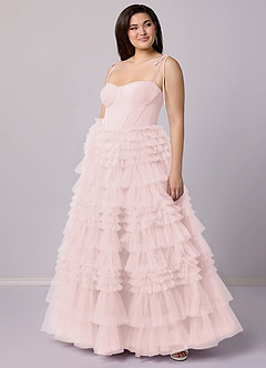 Barbie ♥ Azazie Bridesmaid Dresses Blushing Pink A-Line Sweetheart Neckline Tulle Dress image9