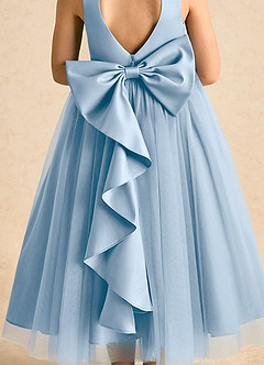 Azazie Solia Robe Demoiselle D'honneur Fillette Robe Princesse en Tulle Arc Poudre Bleue image7