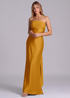 Azazie Ailanie Brudtärnklänningar Klä av Tubklänning i Stretch Satin Axelbandslös Knäck image3