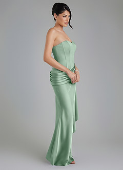 Azazie Draya Robes de demoiselle d'honneur Robe Sirène en Satin extensible Sans bretelles Agave image5