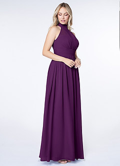 Azazie Iman Bridesmaid Dresses Grape A-Line A-Line Ruched Chiffon Dress image3