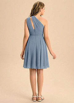 Azazie Charlize Junior A-Line Plisseret Chiffon Mini Junior brudepige Kjole image2