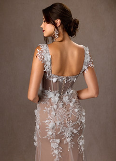 Azazie Alethea Wedding Dresses Diamond White Sand Mermaid Strapless Lace Dress image11