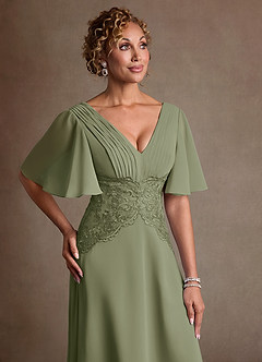 Azazie Milliat Mother of the Bride Dresses Pistachio A-Line Lace Chiffon Dress image5