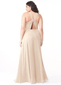 Azazie Jane Bridesmaid Dresses White Alabaster A-Line V-Neck Pleated Chiffon Dress image7
