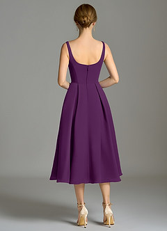 Azazie Amalie Vestidos de damas de honor Vestido de Uva de Gasa de Corte en A con Plisado image2