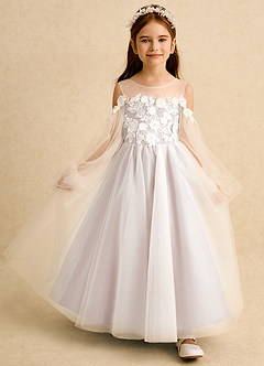 Azazie Zimi Flower Girl Dresses Rose Petal Ball-Gown Sweetheart Neckline Tulle Dress image7