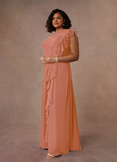 Azazie Narine Mother of the Bride Dresses MAI TAI A-Line High Neckline Pleated Chiffon Dress image9