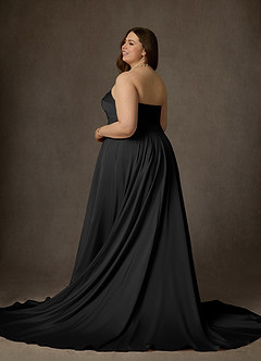 Azazie Alta Wedding Dresses Black A-Line Strapless Stretch Satin Dress image14