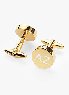 front Personalized Rounded Metal Cuff Links