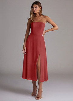 Azazie Wren Bridesmaid Dresses Rust A-Line Strapless Chiffon Dress image1
