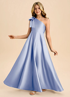 Azazie Penguin Junior Abito A-Line in Raso Elasticizzato Fiocco Ghiaccio image1