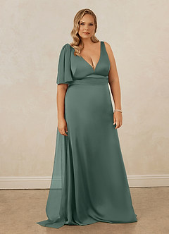 Christian Siriano Bridal for Azazie 1011 Bridesmaid Dresses Sea Moss Mermaid Bow Stretch Satin Dress image11