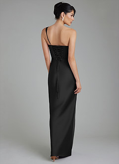Azazie Sabrina Robes de demoiselle d'honneur Robe Sirène en Satin extensible Corset Noir image3