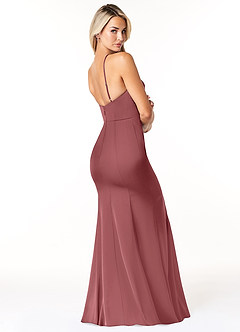 Azazie Stacey Final Sale Agave Mermaid Stretch Satin Dress image5