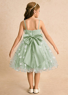 Azazie Junebug Flower Girl Dresses Dusty Sage Ball-Gown Spaghetti Strap Tulle Dress image1
