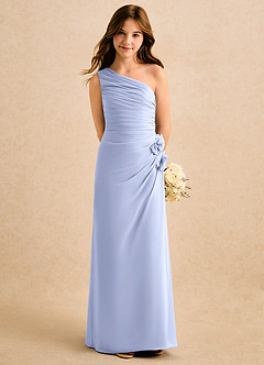 Azazie Sophie Girls Formal Flower Girl Dresses Ice Sheath One Shoulder Chiffon Dress image5