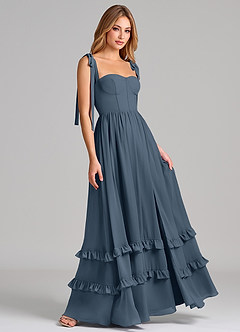 Azazie Anastacia Bridesmaid Dresses Neptune A-Line Sweetheart Neckline Chiffon Dress image4