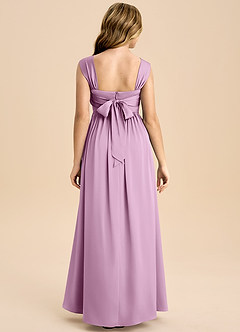 Azazie Hattie Junior Abito A-Line in Raso Elasticizzato Plissettato Glicine image2