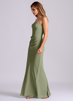 Azazie Debby Bridesmaid Dresses Pistachio Mermaid Strapless Chiffon Dress image4