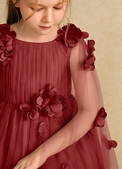 Azazie Staria Robe Demoiselle D'honneur Fillette Robe Princesse en Tulle Rayé Rouille image10