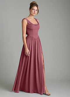 Azazie Novi Bridesmaid Dresses Desert Rose A-Line Pleated Chiffon Dress image3