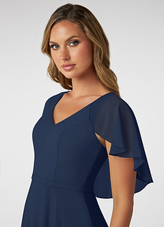 Azazie Jamie Brautjungfernkleider A-Linie Chiffon Kleid Dunkelmarine image6