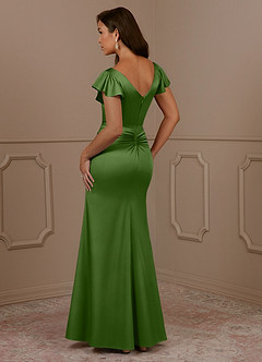 Azazie Roya Mère de la mariée Robes Robe Sirène en Satin extensible Col en V Plissé Basilic image3