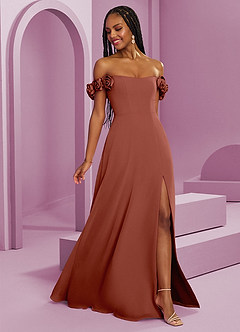 Barbie ♥ Azazie Abiti da Damigella Abito Convertibile A-Line in Chiffon a Spalla Scoperta Auburn image8