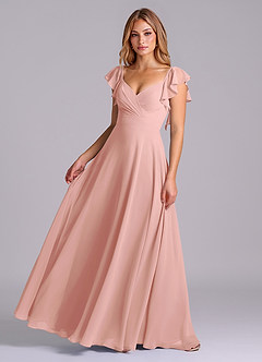 Azazie Leilani Bridesmaid Dresses Rosette A-Line Pleated Chiffon Dress image1