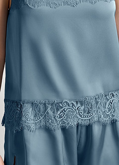 front Lace Trim Cami Satin Pajama Set