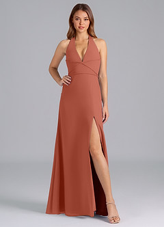 Azazie Odie Bridesmaid Dresses Clay A-Line Chiffon Dress image5