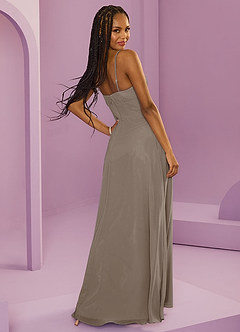 Barbie ♥ Azazie Jurken voor bruidsmeisjes Jurk van Chiffon met A-Lijn met Zakken Taupe image11