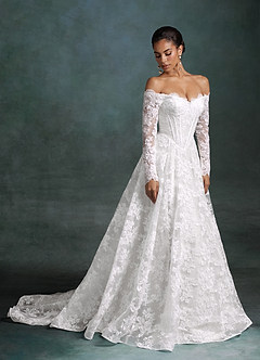 Azazie Skylar Wedding Dresses Diamond White A-Line Sweetheart Neckline Lace Dress image4