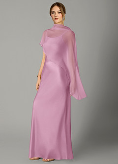 Azazie Jaleesa Robes de demoiselle d'honneur Robe Trapèze en Satin extensible Col haut Rose Bonbon image4