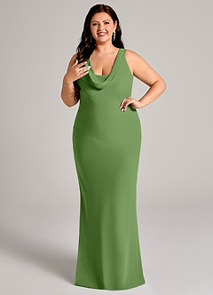Azazie Rylina Bridesmaid Dresses Basil Mermaid Pleated Chiffon Dress image10
