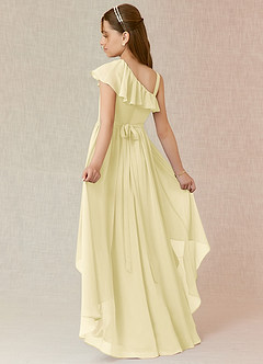 Azazie Mango Junior A-Linie Gestreift Chiffon Kleid Zitronensorbet image1