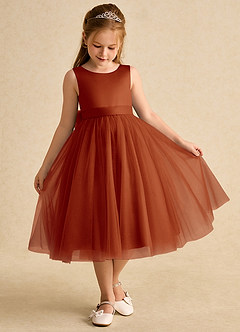 Azazie Winnie Flower Girl Dresses Paprika Ball-Gown Bow Tulle Dress image2