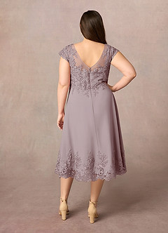 Azazie Terrano Mother of the Bride Dresses Vintage Mauve A-Line Scoop Lace Dress image9