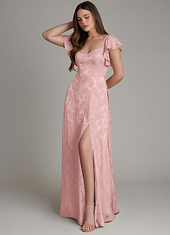 Azazie Keya Bridesmaid Dresses Rose Jacquard A-Line Ruched Jacquard Dress image5